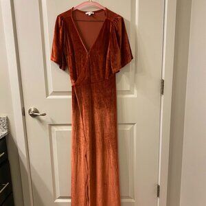Baltic Born Meghan Velvet Wrap Maxi Dress | Terracotta